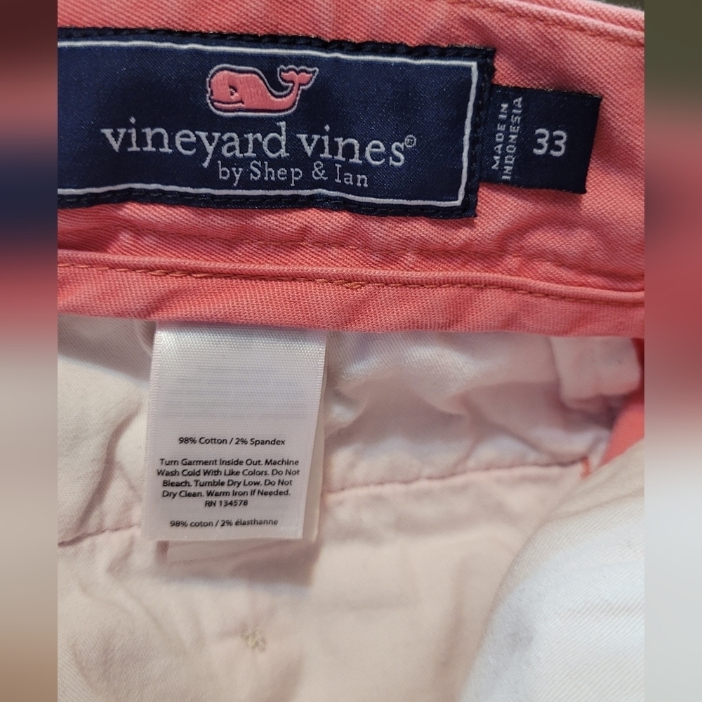 Vineyard Vines Mens Size 33 Breaker Shorts Chino Salmon Pink - Picture 2 of 6